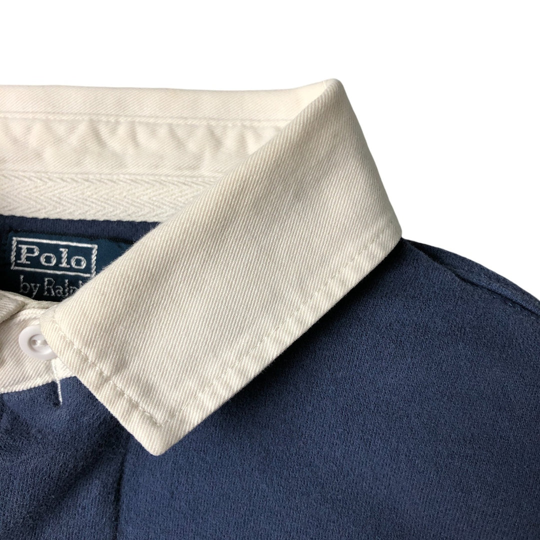 Ralph Lauren POLO by Ralph Lauren long sleeve rugby shirt, men's size L cotton blue type Vintage Second Hand