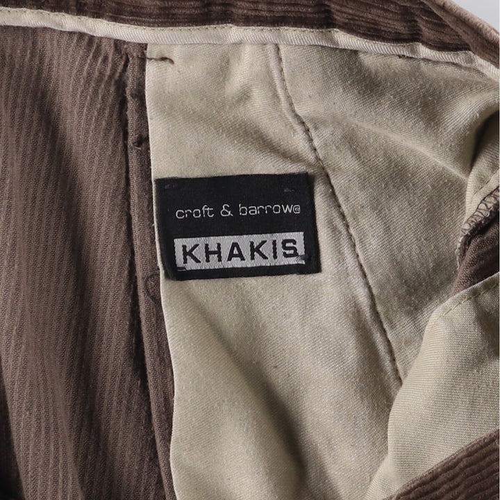 CROFT and BARROW KHAKIS Two-pleat Corduroy Pants, Men's, Size W36 cotton brown type Vintage Second Hand