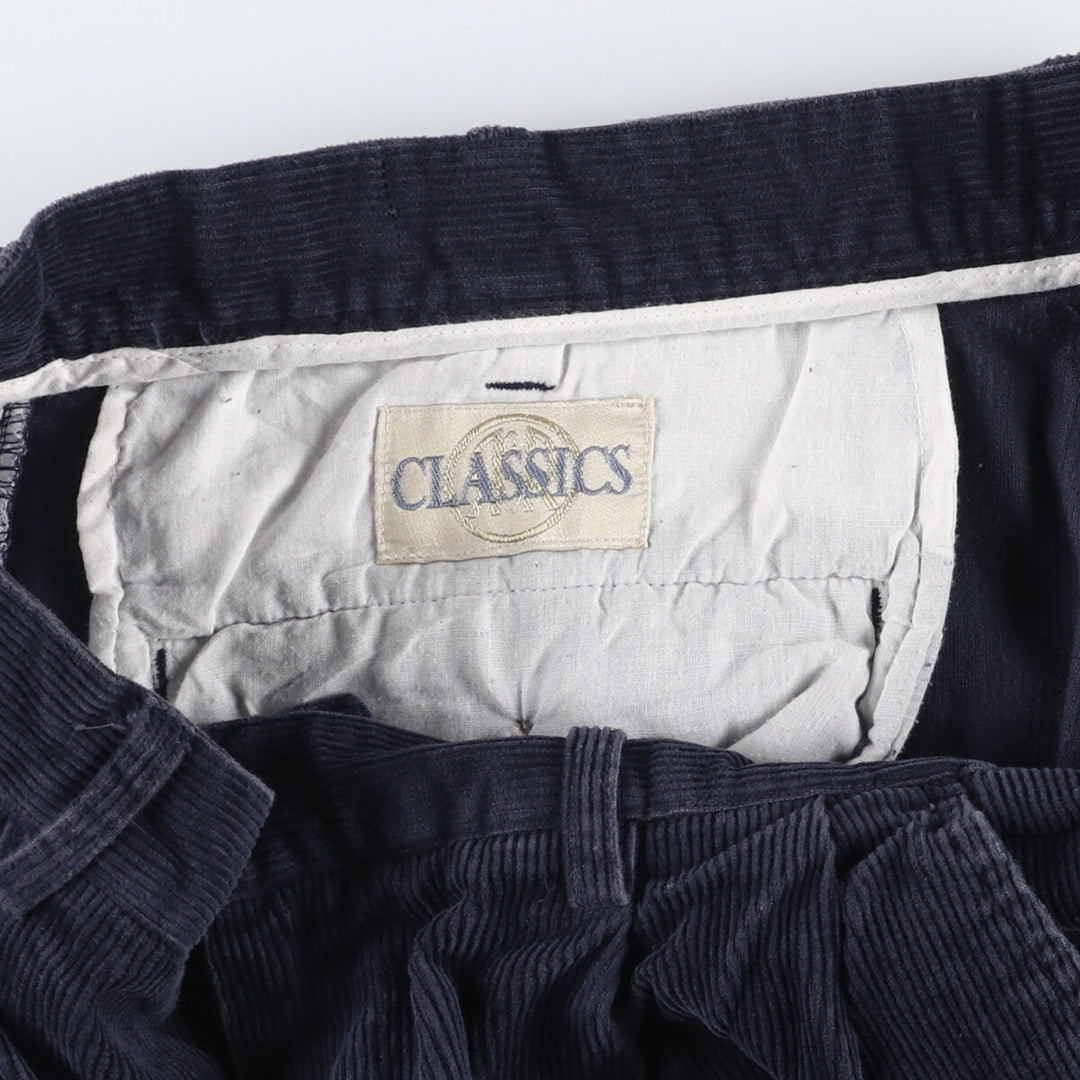CLASSICS Two-pleat Corduroy Pants Men's Size 34 cotton navy blue type Vintage Second Hand