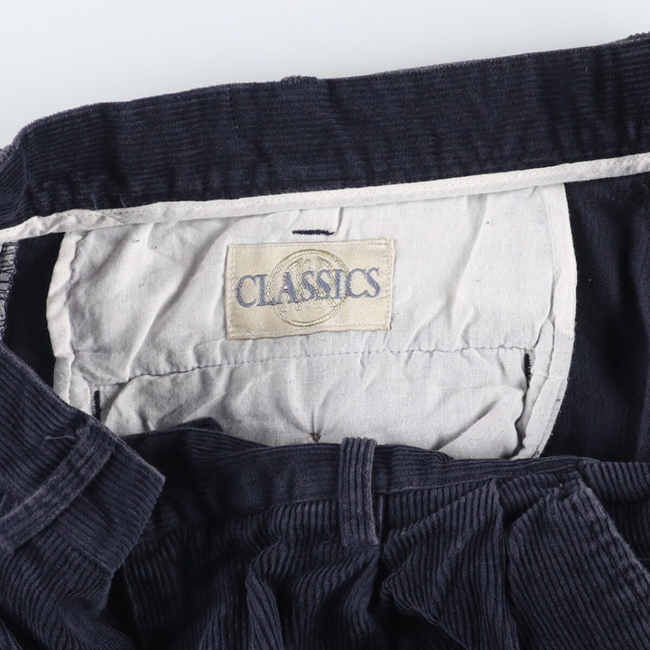 CLASSICS Two-pleat Corduroy Pants Men's Size 34 cotton navy blue type Vintage Second Hand