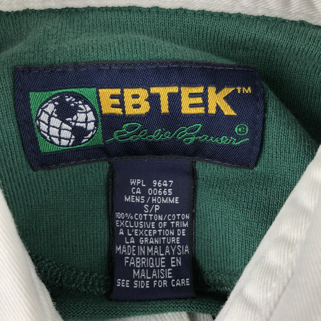 2000'S Eddie Bauer EBTEK Long Sleeve Rugby Shirt, Men's Size Small cotton green type Vintage Second Hand
