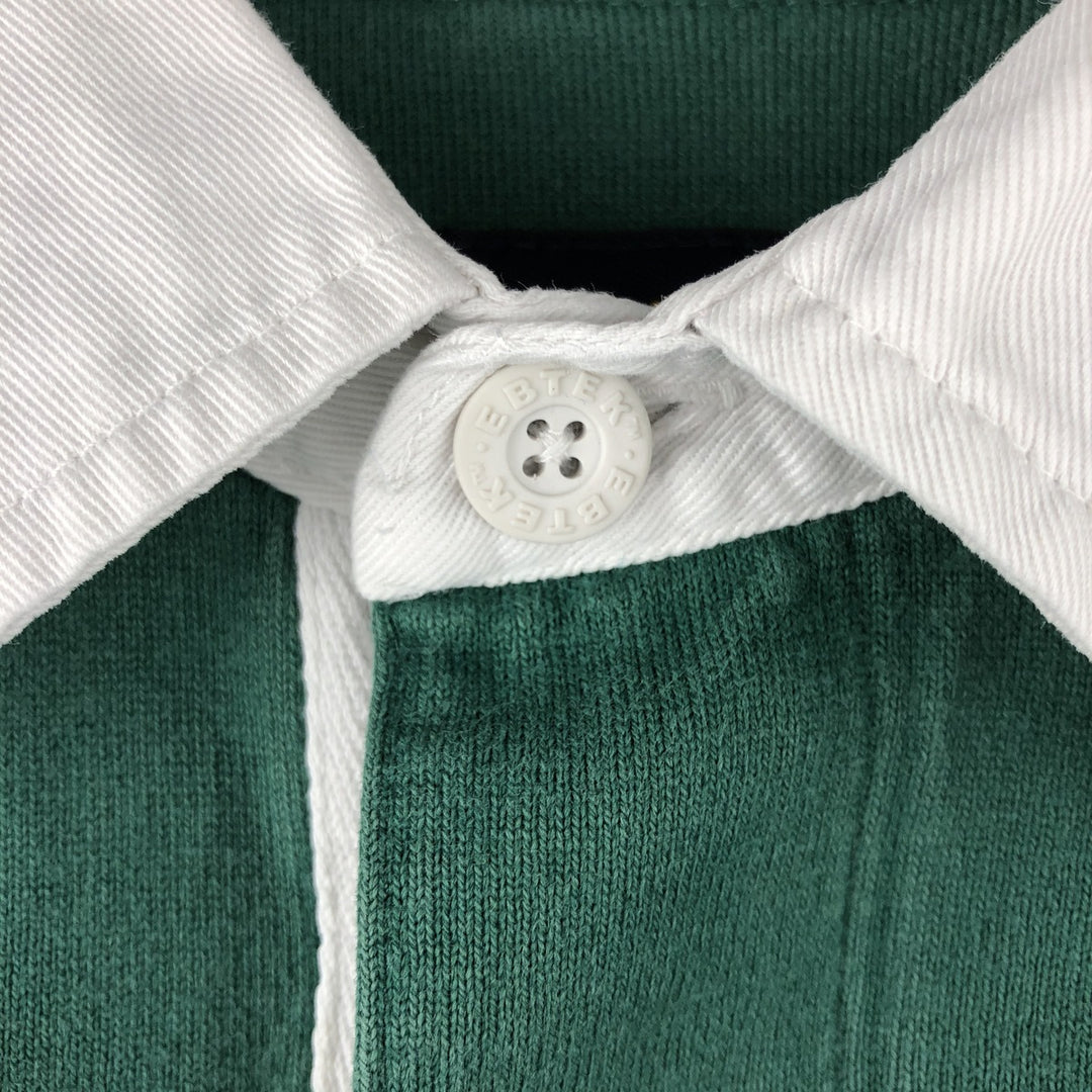 2000'S Eddie Bauer EBTEK Long Sleeve Rugby Shirt, Men's Size Small cotton green type Vintage Second Hand