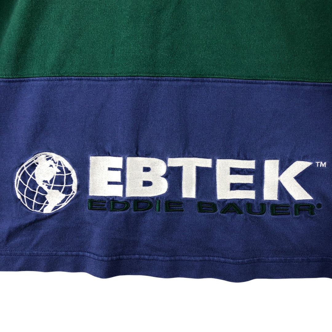 2000'S Eddie Bauer EBTEK Long Sleeve Rugby Shirt, Men's Size Small cotton green type Vintage Second Hand