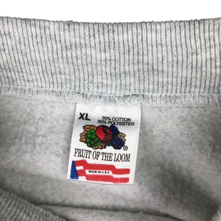 90'S Fruit of the Loom College Character Sweatshirt, Made in USA, Men's Size XL, Vintage cotton gray type Vintage Second Hand
