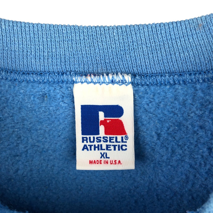90'S Russell College Sweatshirt, Made in USA, Men's XL, Vintage cotton Blue type light blue Vintage Second Hand