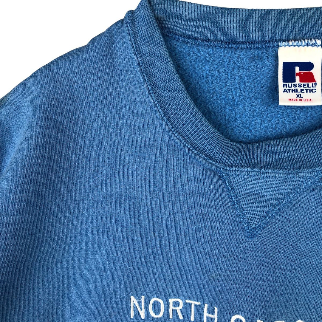 90'S Russell College Sweatshirt, Made in USA, Men's XL, Vintage cotton Blue type light blue Vintage Second Hand