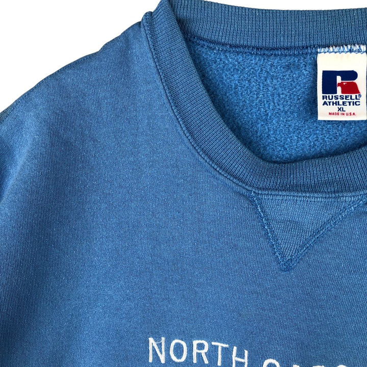 90'S Russell College Sweatshirt, Made in USA, Men's XL, Vintage cotton Blue type light blue Vintage Second Hand