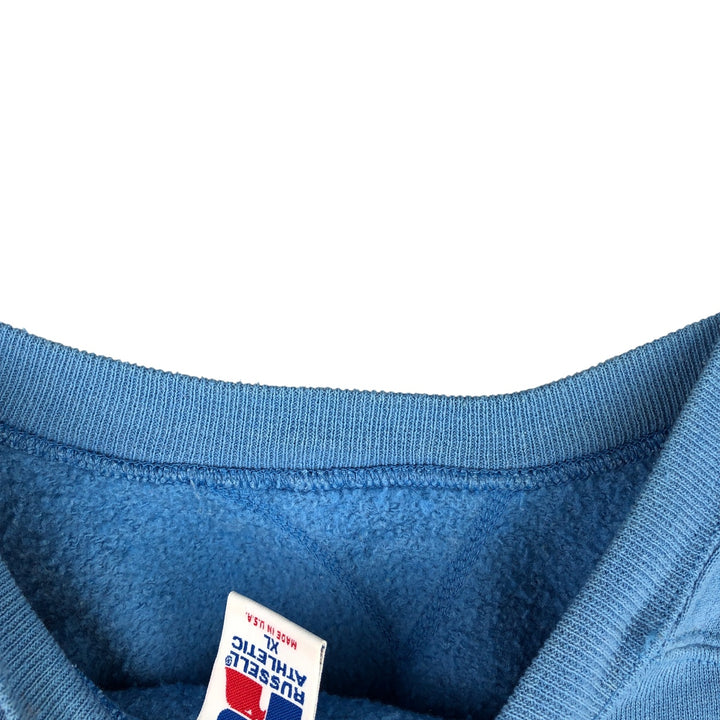 90'S Russell College Sweatshirt, Made in USA, Men's XL, Vintage cotton Blue type light blue Vintage Second Hand