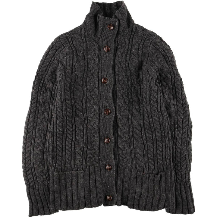 Duluth Trading Co. Cable Knit Cashmere Blend Collared Wool Knit Cardigan, Women's Size Small wool Charcoal Vintage Second Hand