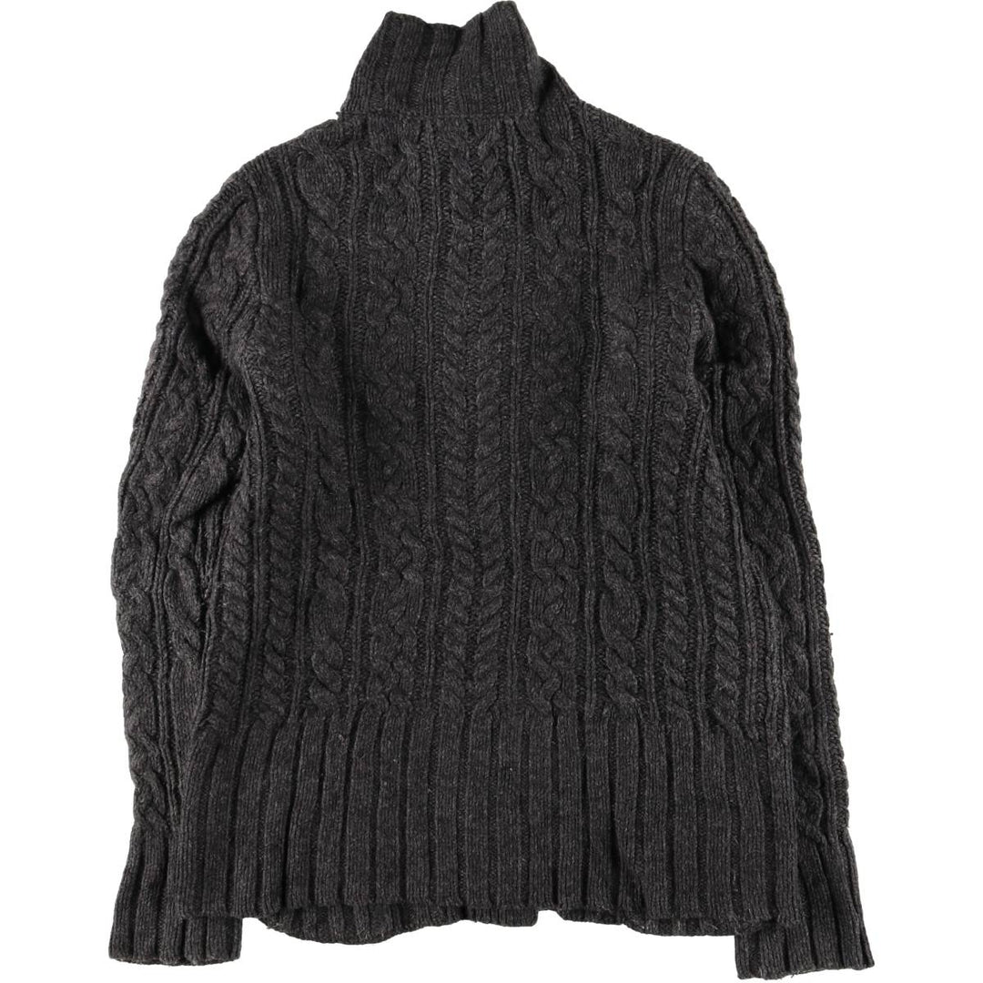 Duluth Trading Co. Cable Knit Cashmere Blend Collared Wool Knit Cardigan, Women's Size Small wool Charcoal Vintage Second Hand