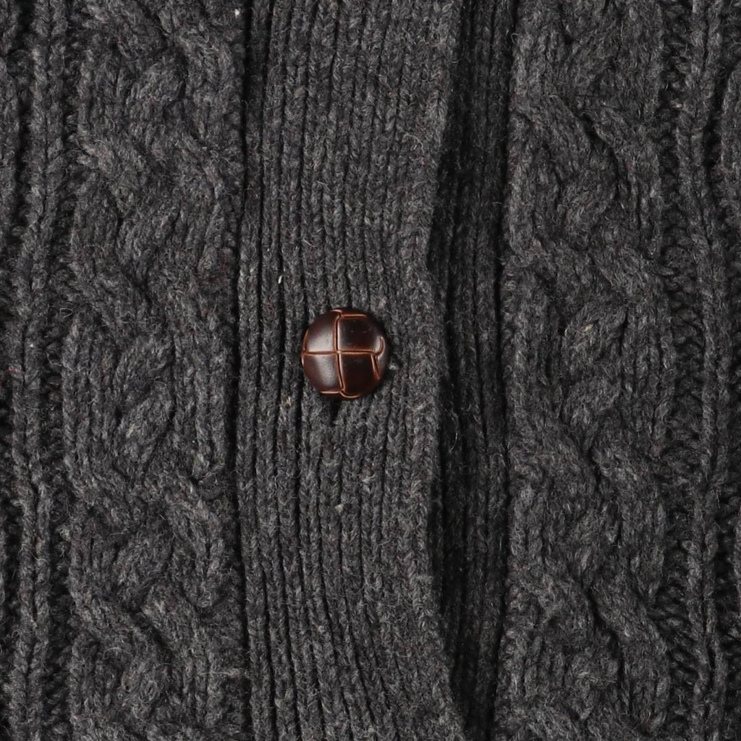 Duluth Trading Co. Cable Knit Cashmere Blend Collared Wool Knit Cardigan, Women's Size Small wool Charcoal Vintage Second Hand