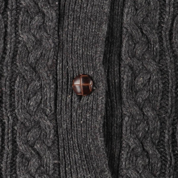 Duluth Trading Co. Cable Knit Cashmere Blend Collared Wool Knit Cardigan, Women's Size Small wool Charcoal Vintage Second Hand