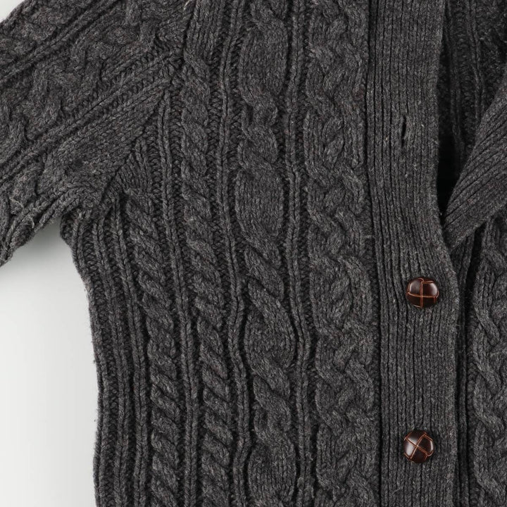Duluth Trading Co. Cable Knit Cashmere Blend Collared Wool Knit Cardigan, Women's Size Small wool Charcoal Vintage Second Hand