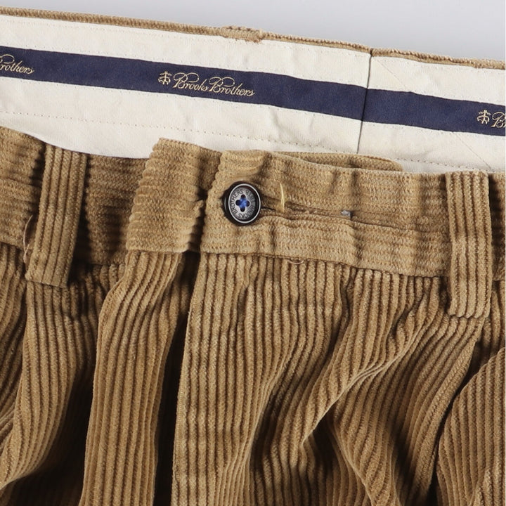 Brooks Brothers ELLIOT Two-pleat Corduroy Pants, Men's, Size W35 cotton beige type brown Vintage Second Hand