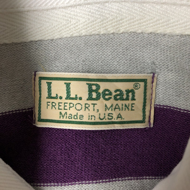 Vintage LLBean 80s-90'S Striped Pattern Long Sleeve Rugby Shirt, Made in USA, Men's XL cotton gray type Vintage Second Hand