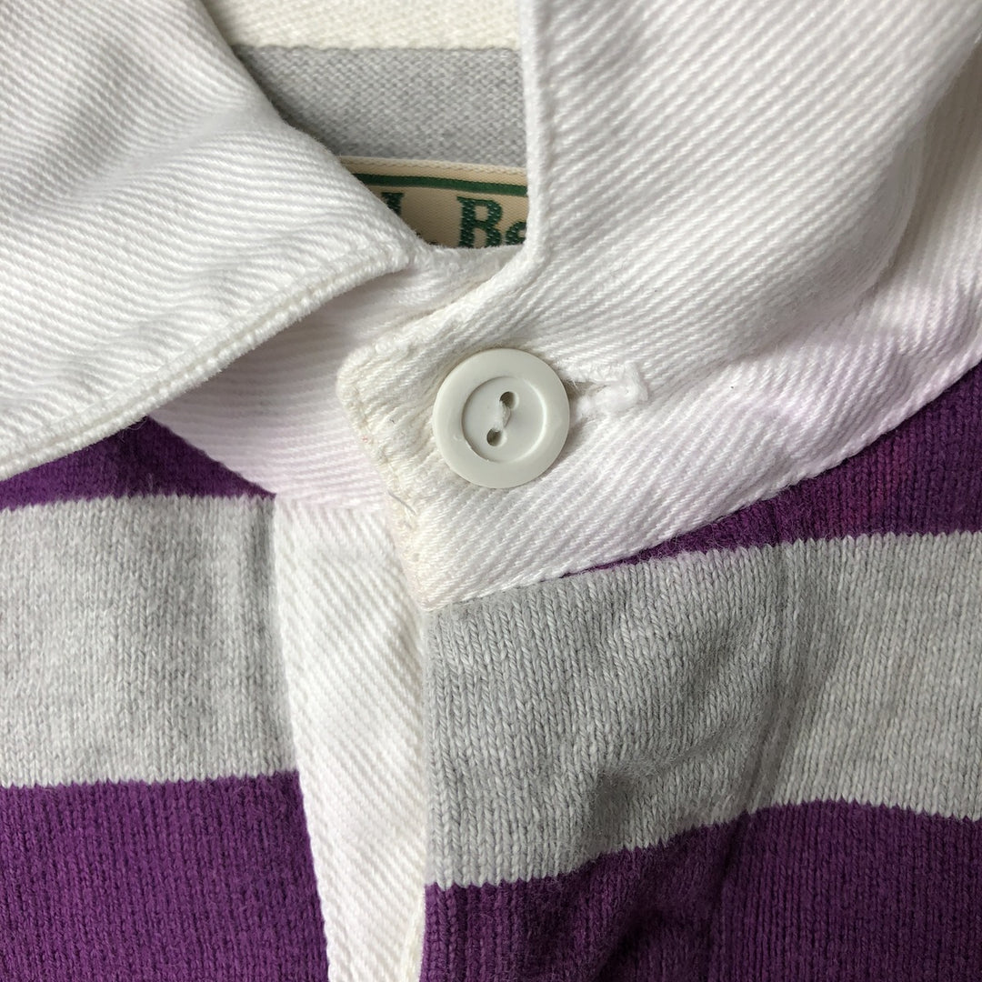 Vintage LLBean 80s-90'S Striped Pattern Long Sleeve Rugby Shirt, Made in USA, Men's XL cotton gray type Vintage Second Hand