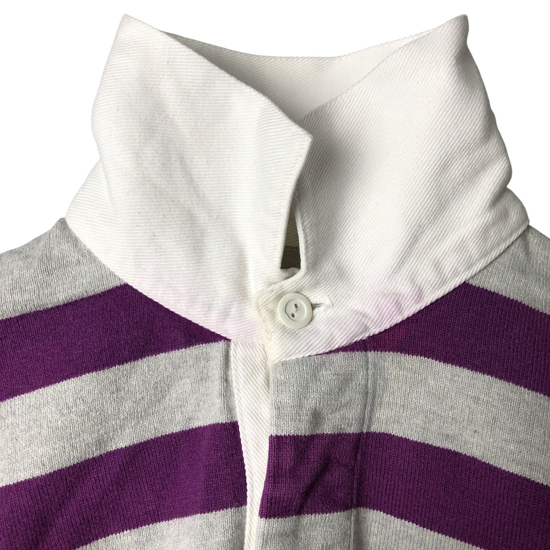Vintage LLBean 80s-90'S Striped Pattern Long Sleeve Rugby Shirt, Made in USA, Men's XL cotton gray type Vintage Second Hand