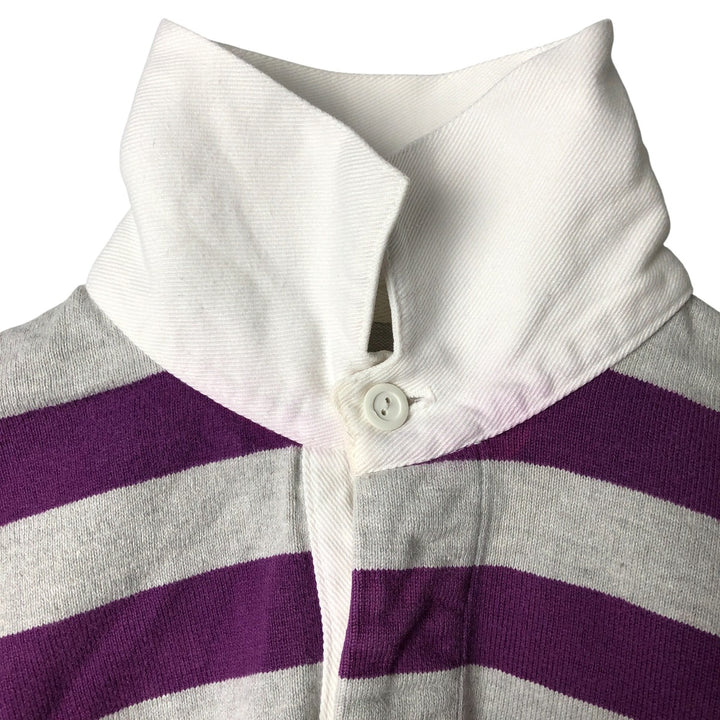 Vintage LLBean 80s-90'S Striped Pattern Long Sleeve Rugby Shirt, Made in USA, Men's XL cotton gray type Vintage Second Hand