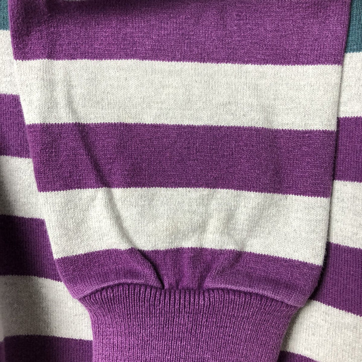 Vintage LLBean 80s-90'S Striped Pattern Long Sleeve Rugby Shirt, Made in USA, Men's XL cotton gray type Vintage Second Hand