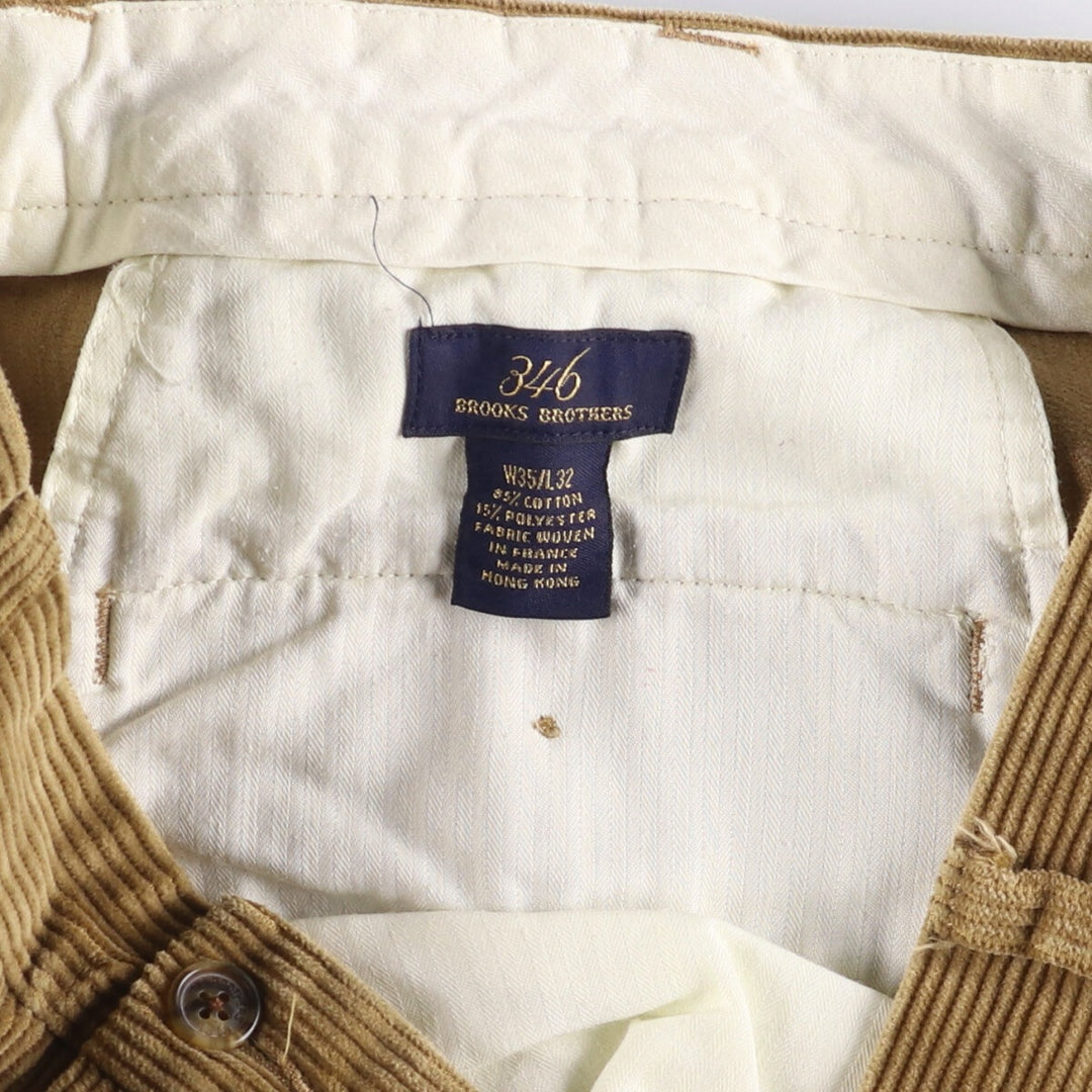 Brooks Brothers 346 Two-pleat Corduroy Pants, Men's, Size W35 cotton beige type brown Vintage Second Hand