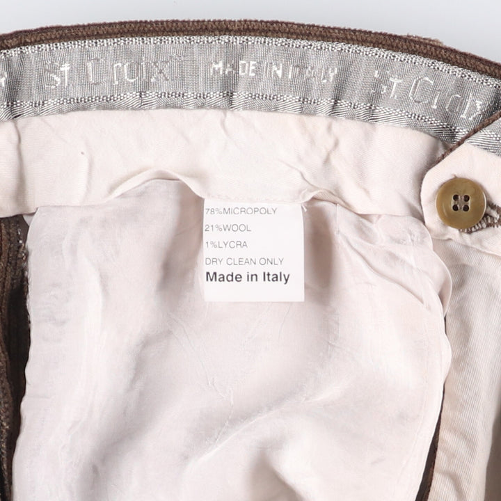 St. Croix Corduroy Pants, Made in Italy, Men's, Size W35 wool Khaki type Vintage Second Hand