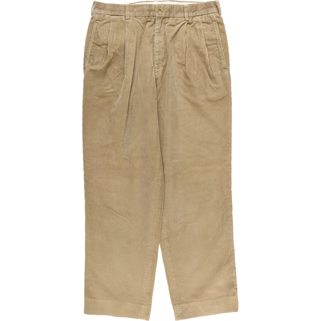 Yves Saint Laurent POUR HOMME Two-pleat Corduroy Pants, Men's, Size W33 cotton Beige type Vintage Second Hand