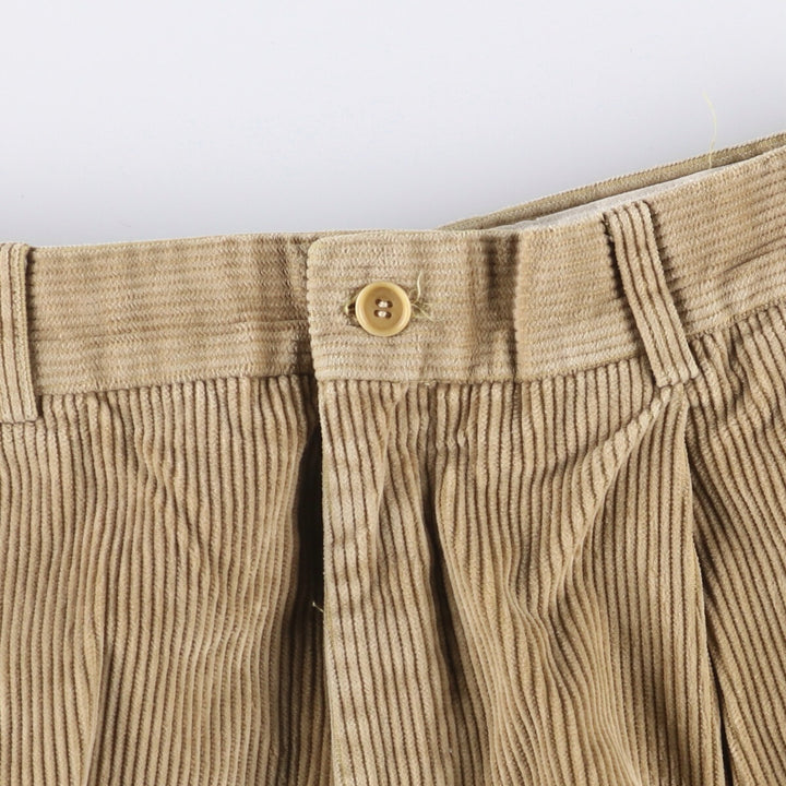 Yves Saint Laurent POUR HOMME Two-pleat Corduroy Pants, Men's, Size W33 cotton Beige type Vintage Second Hand