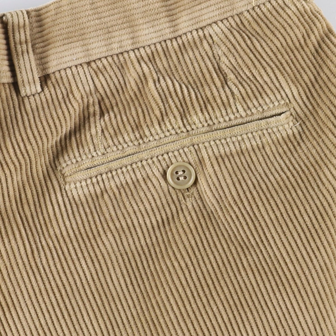 Yves Saint Laurent POUR HOMME Two-pleat Corduroy Pants, Men's, Size W33 cotton Beige type Vintage Second Hand