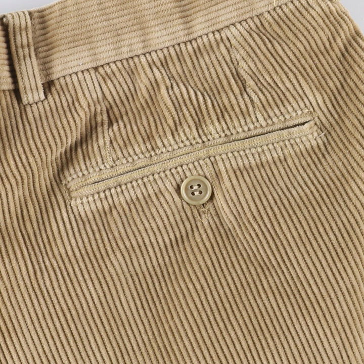 Yves Saint Laurent POUR HOMME Two-pleat Corduroy Pants, Men's, Size W33 cotton Beige type Vintage Second Hand