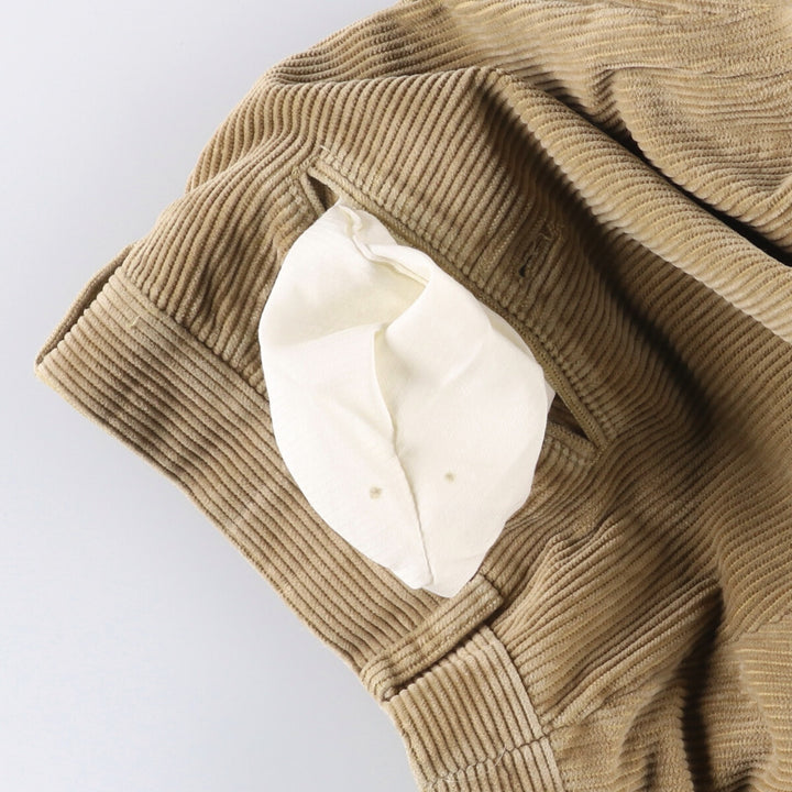 Yves Saint Laurent POUR HOMME Two-pleat Corduroy Pants, Men's, Size W33 cotton Beige type Vintage Second Hand