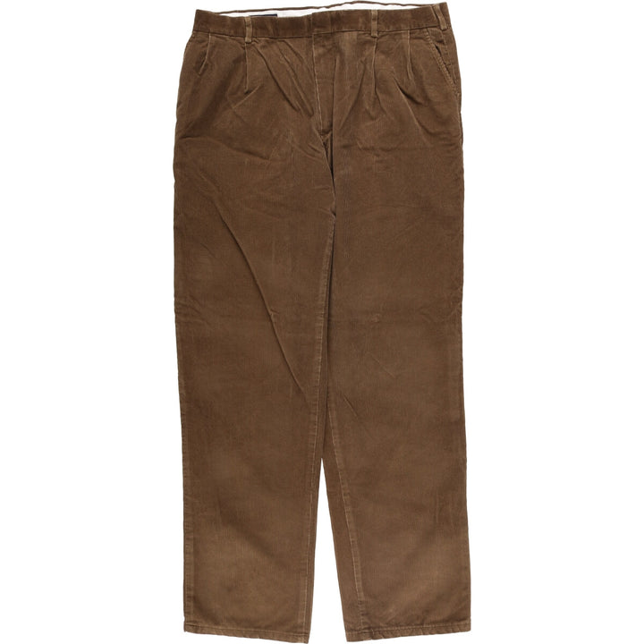 LAND'S END Two-pleat Corduroy Pants, Men's, Size W35 cotton brown type Vintage Second Hand