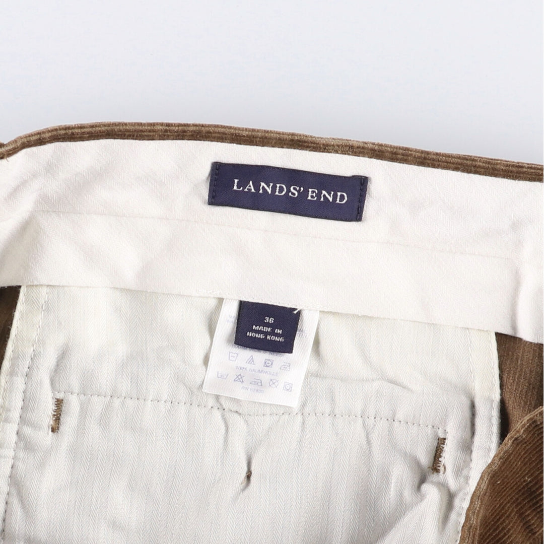 LAND'S END Two-pleat Corduroy Pants, Men's, Size W35 cotton brown type Vintage Second Hand