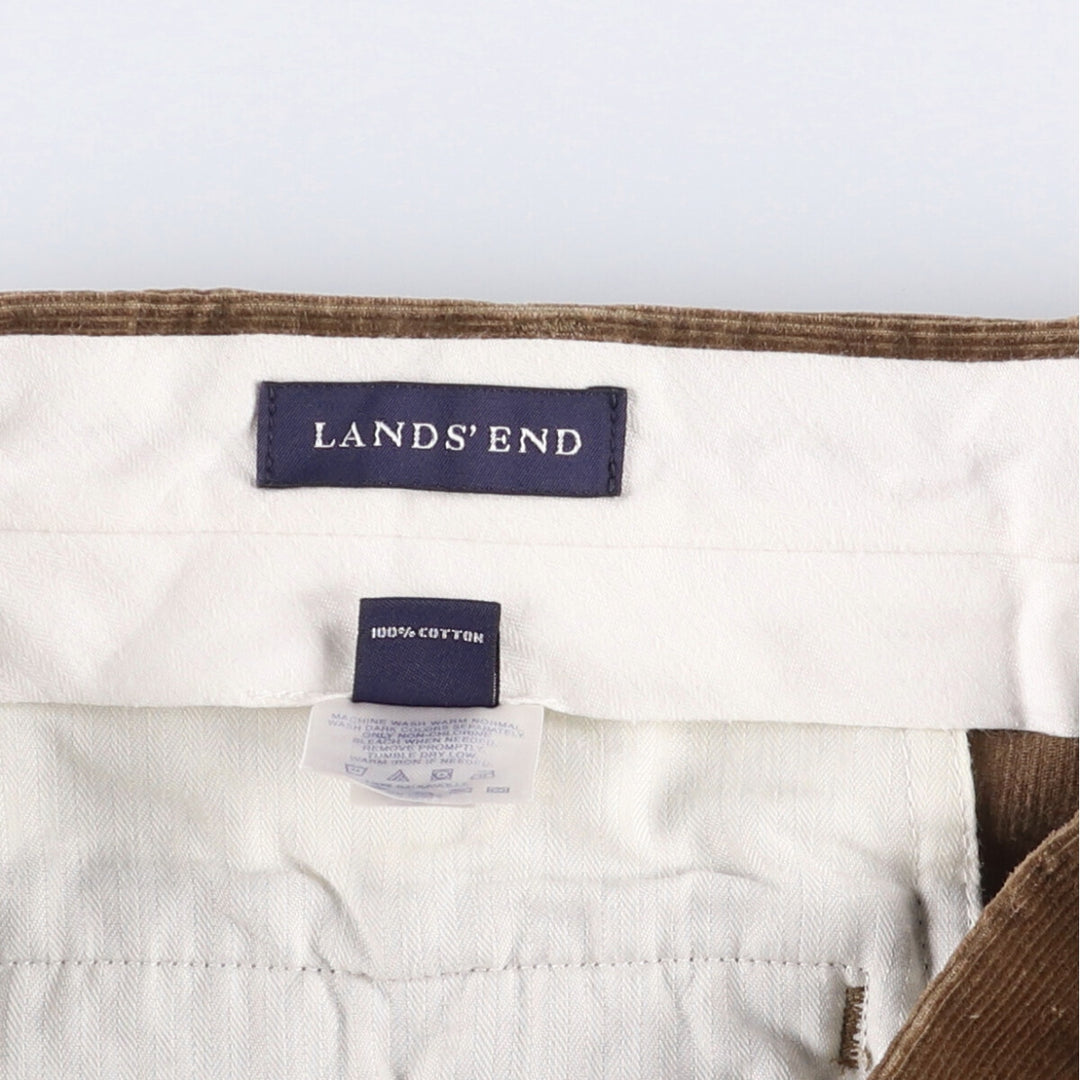 LAND'S END Two-pleat Corduroy Pants, Men's, Size W35 cotton brown type Vintage Second Hand