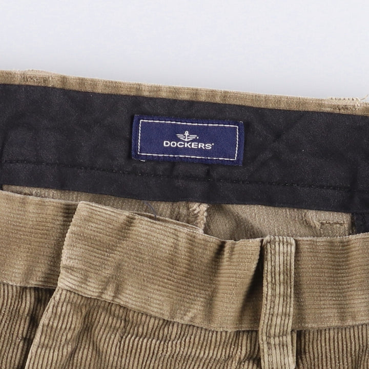Dockers Pleated Relaxed Fit Two-Pleated Corduroy Pants, Men's, Size 34 cotton Beige type Vintage Second Hand