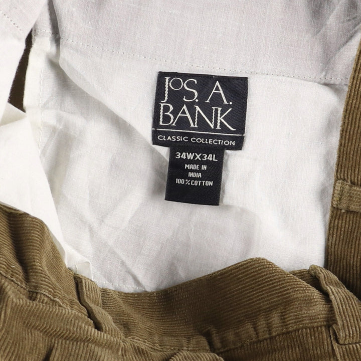JOS.A.BANK CLASSIC COLLECTION Two-pleat Corduroy Pants, Men's, Size 34 cotton brown type Vintage Second Hand