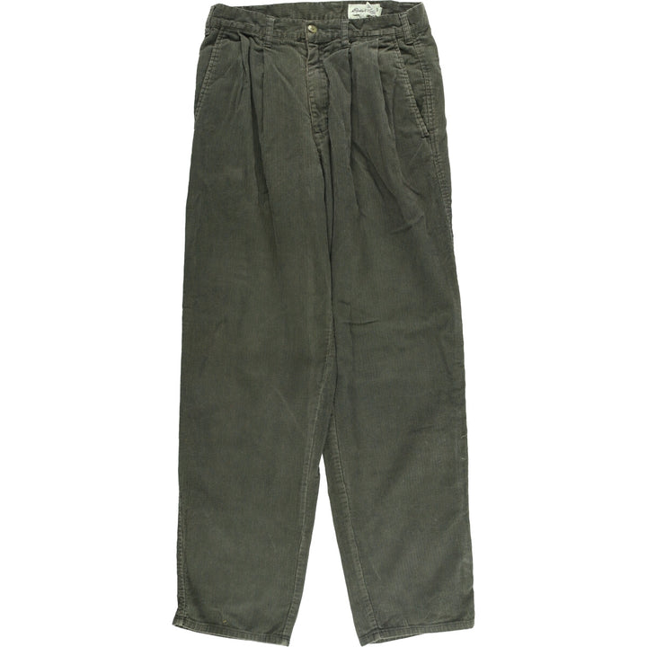 2000'S Eddie Bauer Two-pleat Corduroy Pants, Men's, Size W30 cotton Khaki type Vintage Second Hand