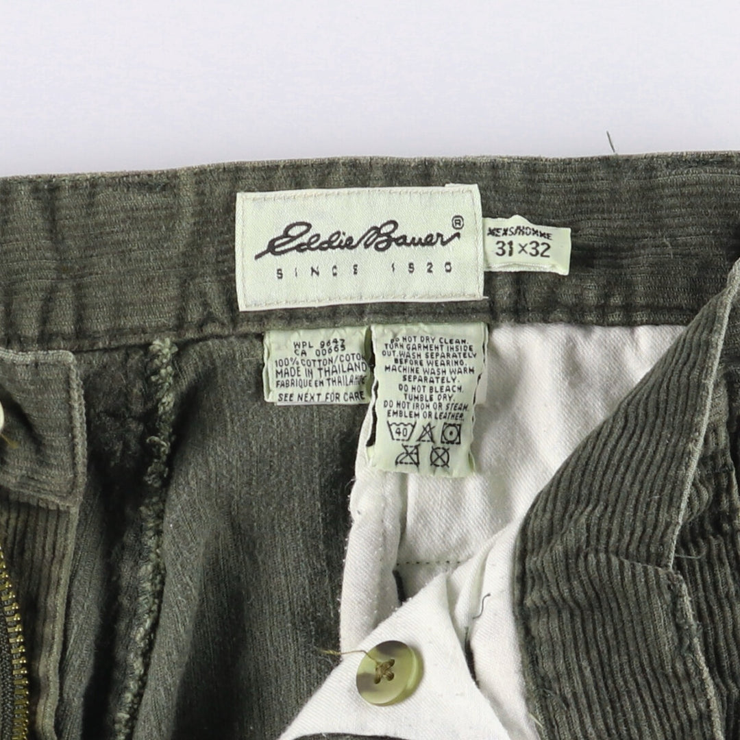 2000'S Eddie Bauer Two-pleat Corduroy Pants, Men's, Size W30 cotton Khaki type Vintage Second Hand