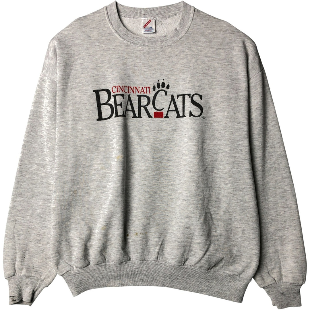 90'S Jerzees Printed Sweatshirt, Made in USA, Men's XL, Vintage cotton gray type Vintage Second Hand