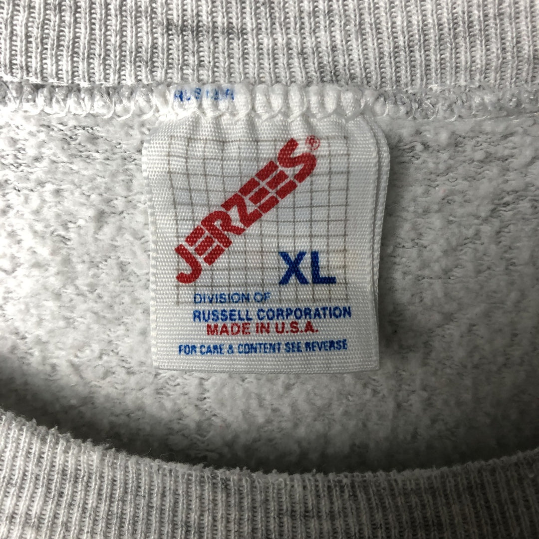 90'S Jerzees Printed Sweatshirt, Made in USA, Men's XL, Vintage cotton gray type Vintage Second Hand
