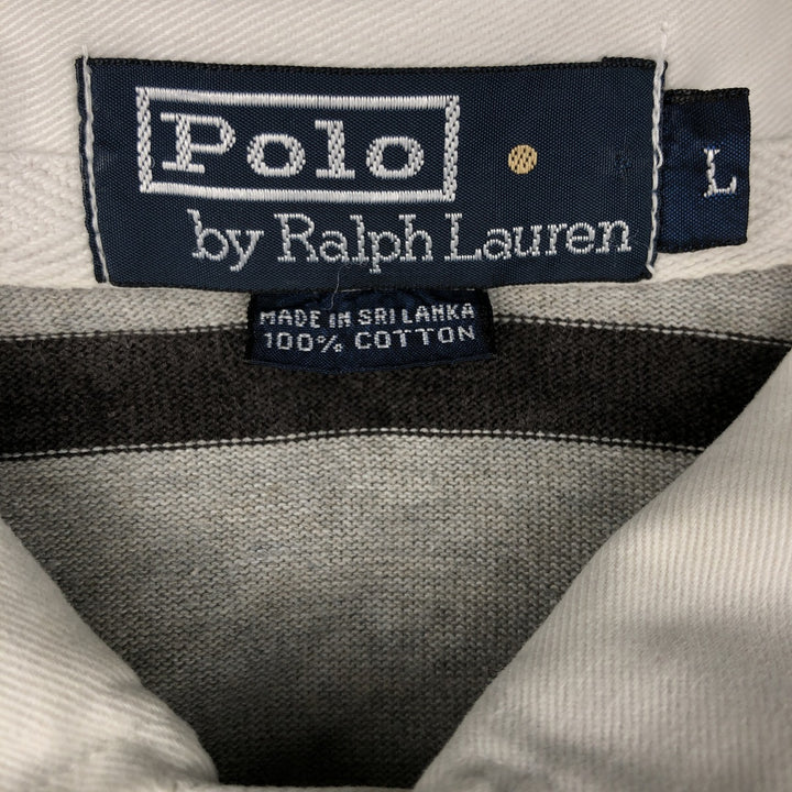 Ralph Lauren POLO by Ralph Lauren Striped Pattern Long Sleeve Rugby Shirt Men's Size L cotton gray type Vintage Second Hand