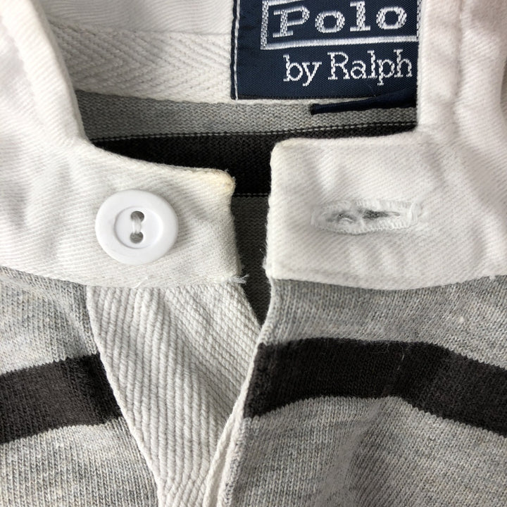 Ralph Lauren POLO by Ralph Lauren Striped Pattern Long Sleeve Rugby Shirt Men's Size L cotton gray type Vintage Second Hand