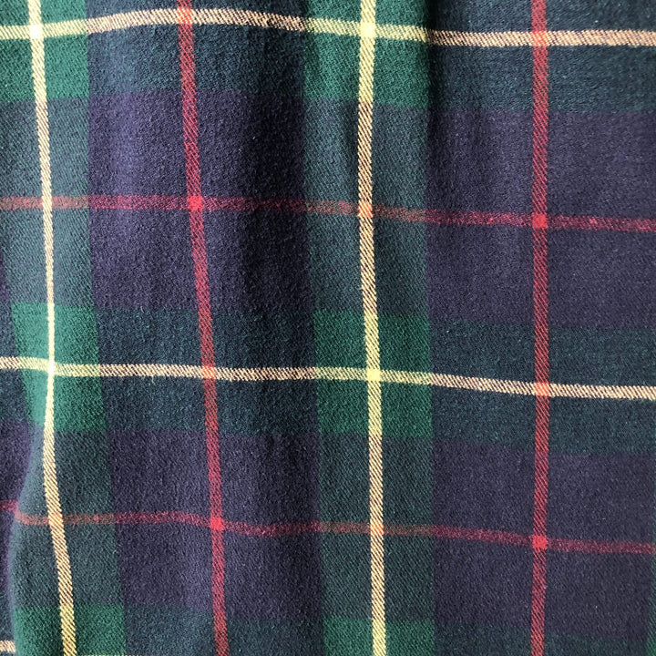 Vintage 80s-90'S Lands' End long-sleeved flannel check shirt, men's size L cotton navy blue type Vintage Second Hand