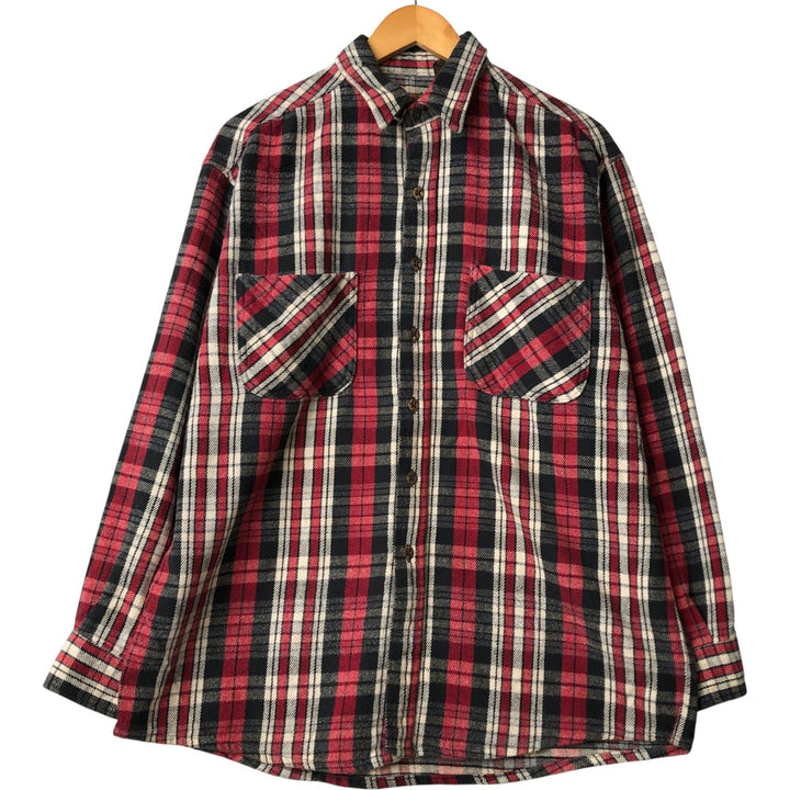 90s-00'S Vintage St. John's Bay Long Sleeve Flannel Check Shirt, Men's Size L cotton red type Vintage Second Hand