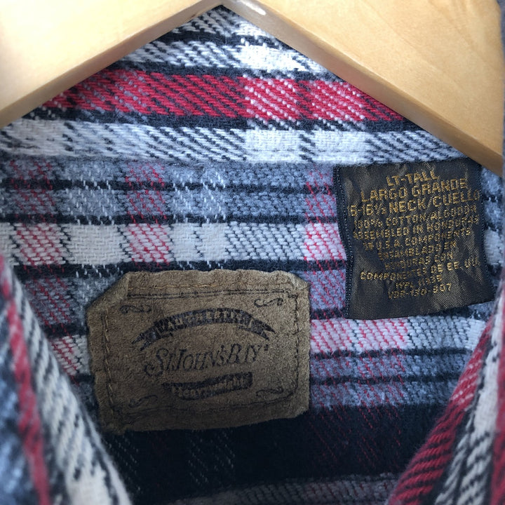 90s-00'S Vintage St. John's Bay Long Sleeve Flannel Check Shirt, Men's Size L cotton red type Vintage Second Hand