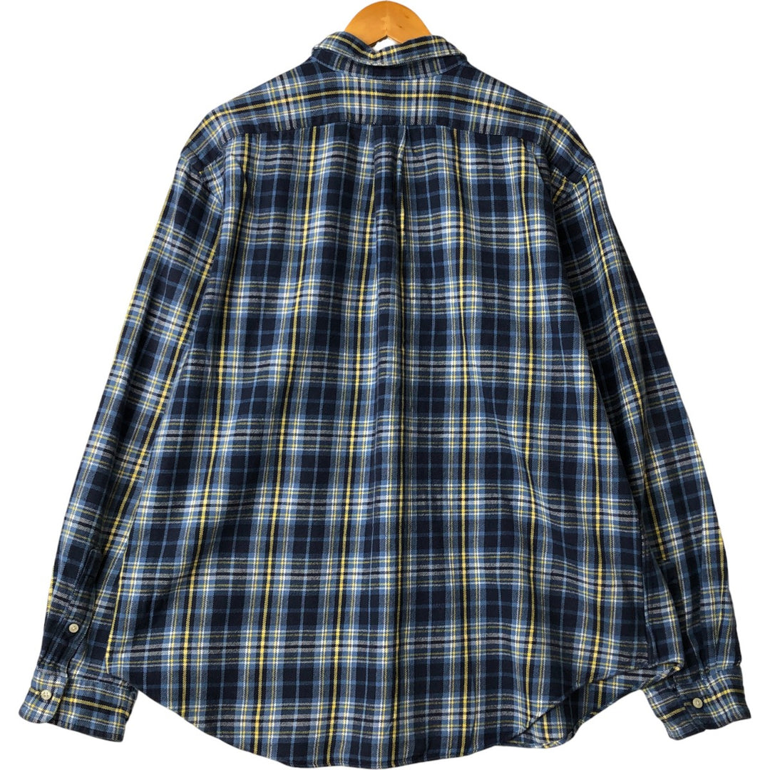 Vintage Ralph Lauren Classic Fit long-sleeved button-down light flannel check shirt, size XXL. cotton Blue type light blue Vintage Second Hand