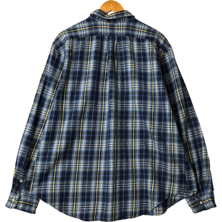 Vintage Ralph Lauren Classic Fit long-sleeved button-down light flannel check shirt, size XXL. cotton Blue type light blue Vintage Second Hand