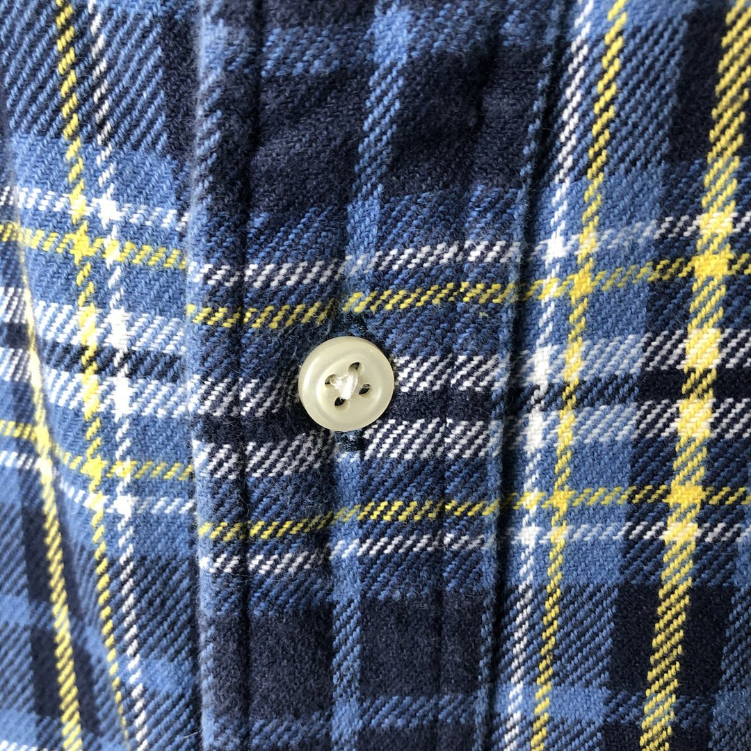 Vintage Ralph Lauren Classic Fit long-sleeved button-down light flannel check shirt, size XXL. cotton Blue type light blue Vintage Second Hand