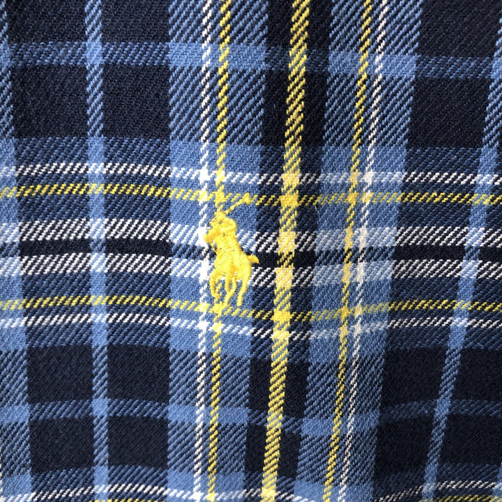 Vintage Ralph Lauren Classic Fit long-sleeved button-down light flannel check shirt, size XXL. cotton Blue type light blue Vintage Second Hand