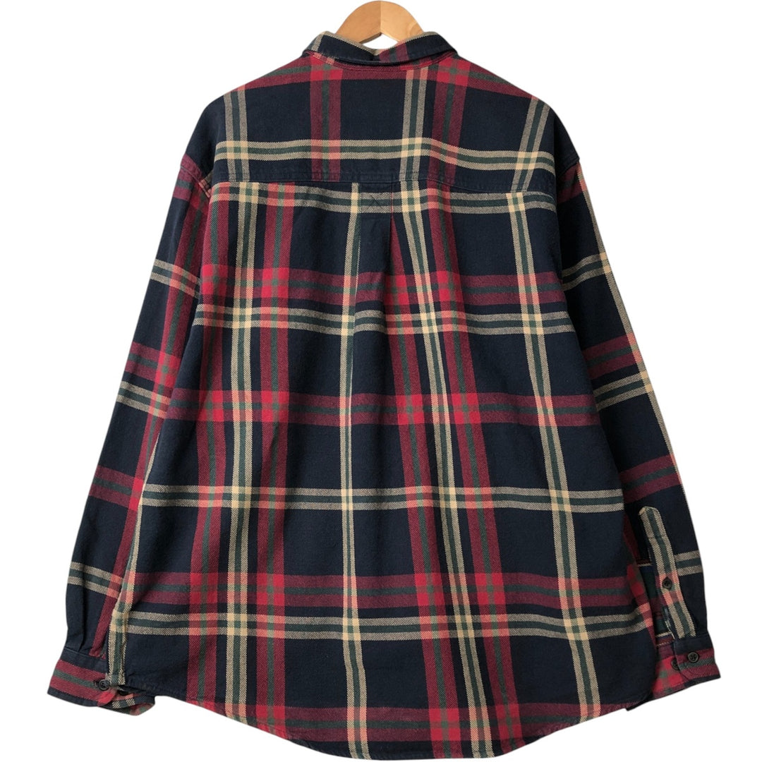 Eddie Bauer Men's Long Sleeve Flannel Check Shirt, Size XL cotton navy blue type Vintage Second Hand