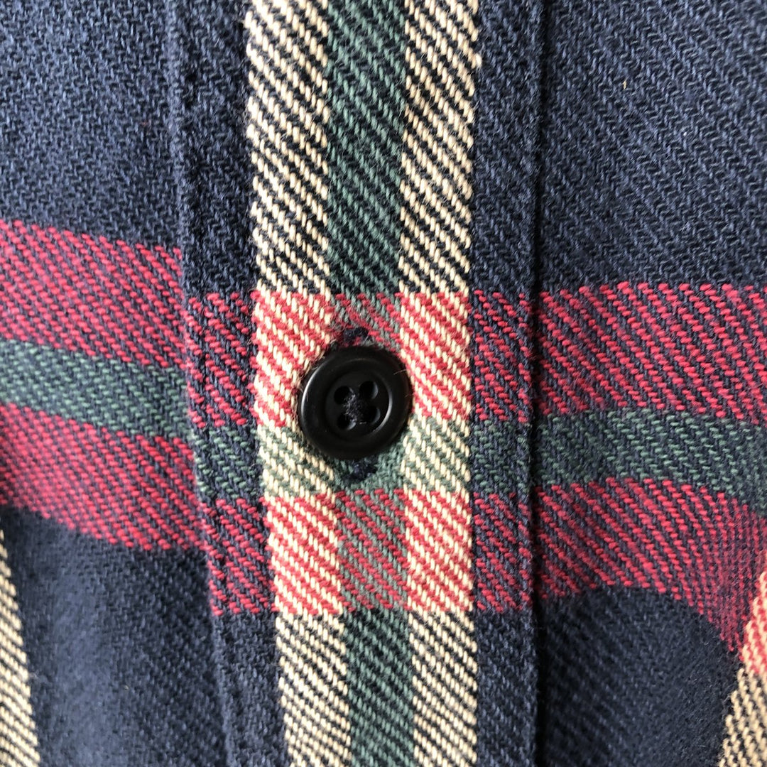 Eddie Bauer Men's Long Sleeve Flannel Check Shirt, Size XL cotton navy blue type Vintage Second Hand